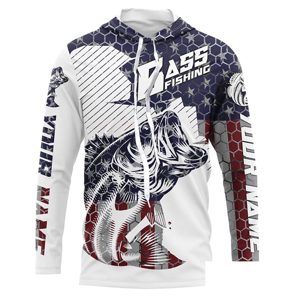 Personalized American Flag Bass Fishing Jerseys, Patriotic Bass Fishing Tournament Shirts IPHW5754