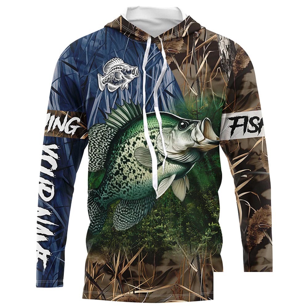 Crappie Fishing camo Customize 3D fishing UV protection long sleeves fishing shirt for men NPQ8
