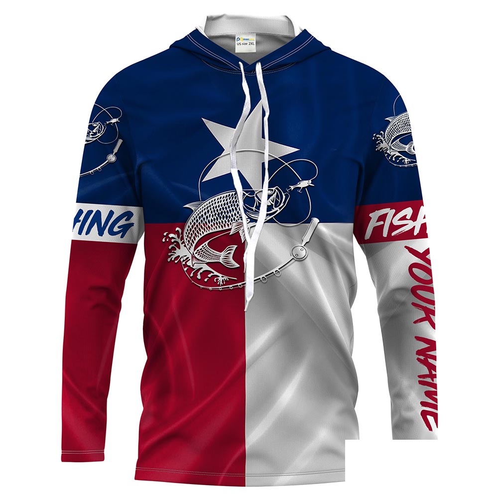 Tarpon fishing Texas Flag Customize Name UV protection long sleeves fishing shirt for men NPQ78