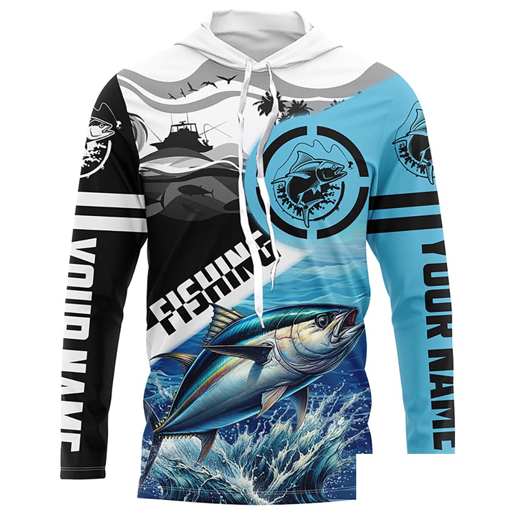 Tuna Fishing saltwater Customize Name UV protection long sleeves fishing shirt for men NPQ36