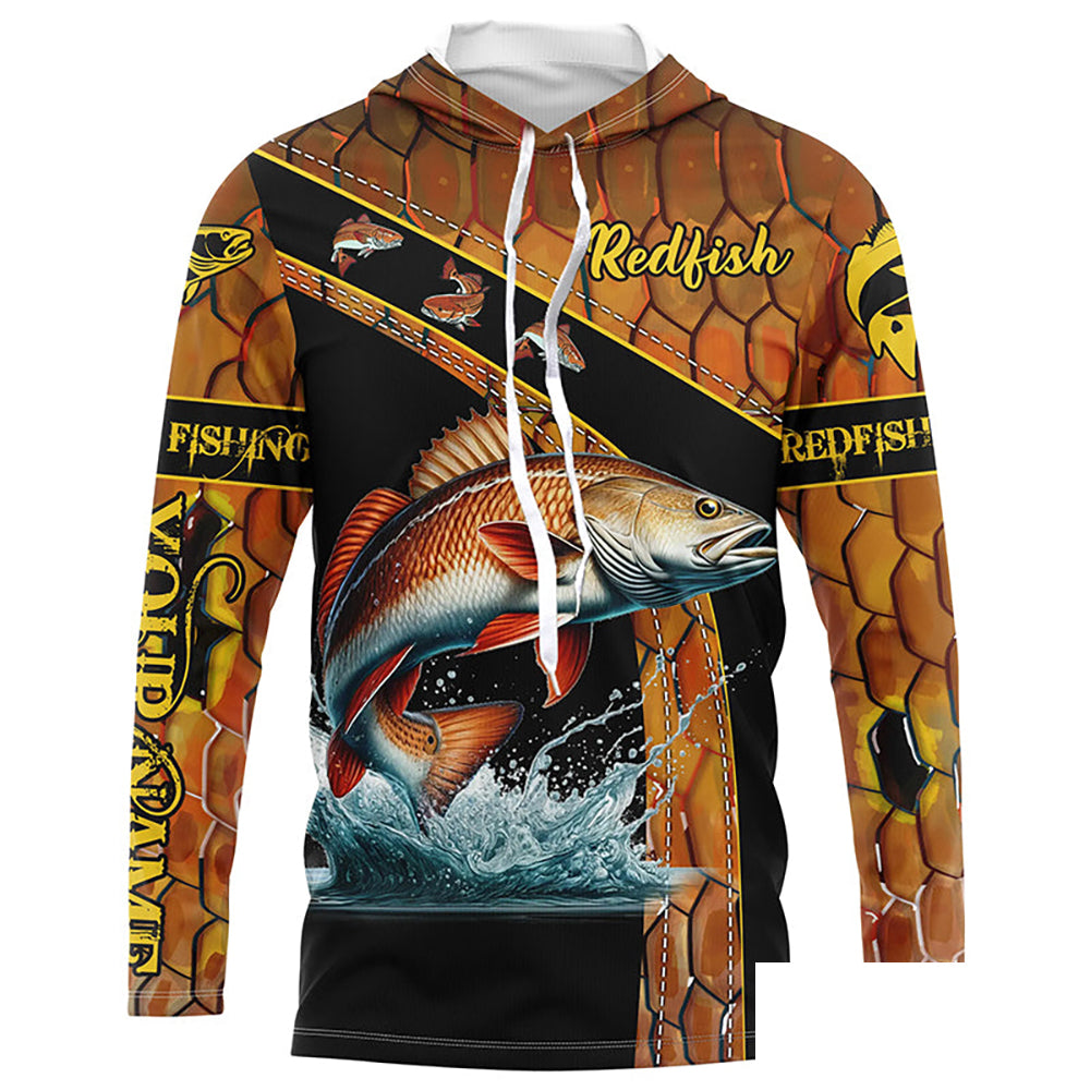 Redfish fishing scales UV protection Custom long sleeve fishing shirts, red drum fishing jerseys NQS5394