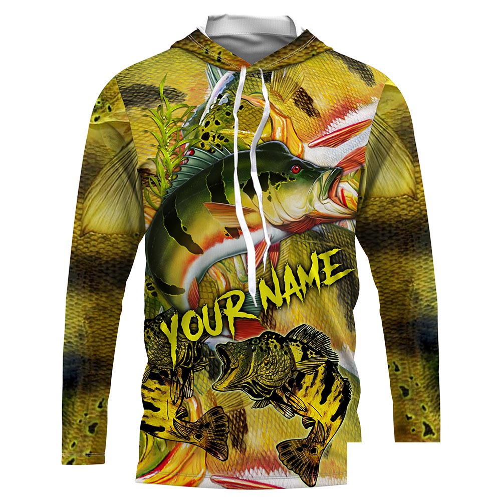 Personalized Peacock bass Fishing scales Custom name Long sleeve, Long Sleeve Hooded NPQ941