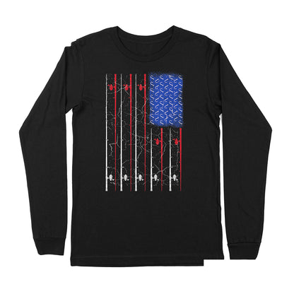 American US Flag Fishing Rod Shirt, Fisherman Gift D06 NPQ151 - Premium Long Sleeve