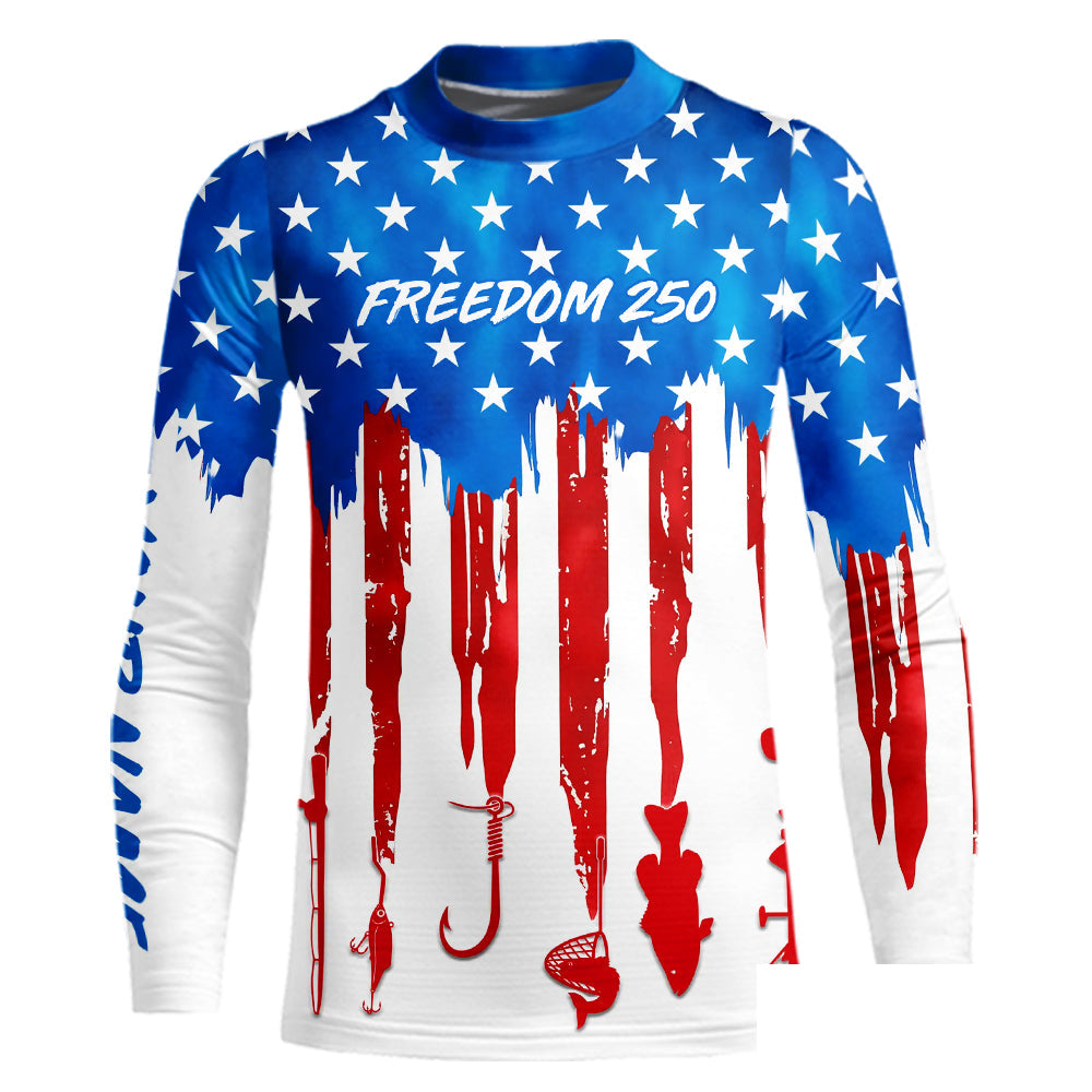 American Freedom 250 UV protection kid fishing shirt fishing jersey for fisherman
