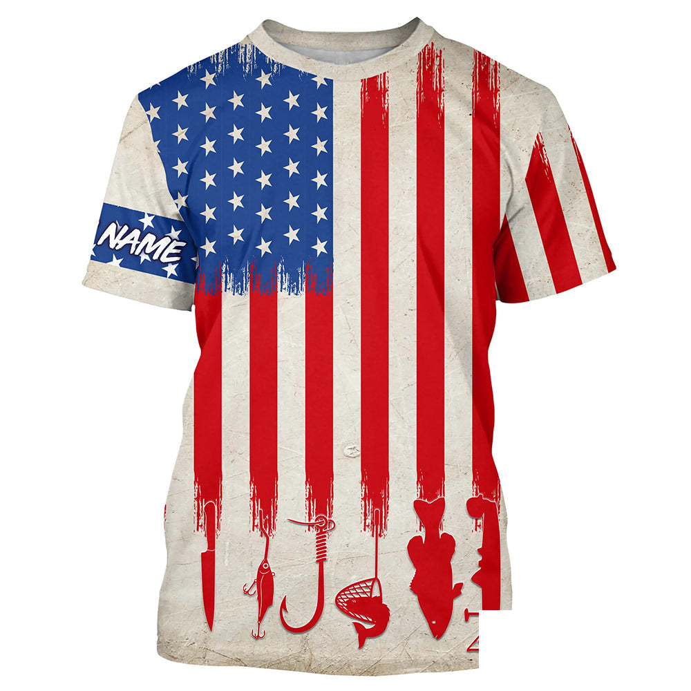 American vintage flag UV protection fishing t shirt for fisherman A65