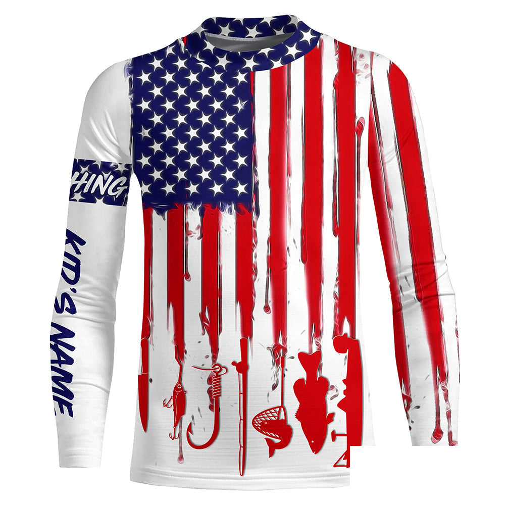 American flag UV protection kid fishing shirt A12