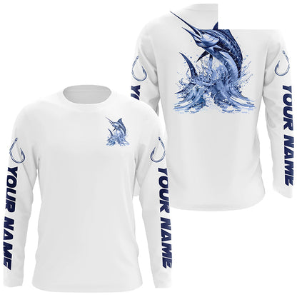 Personalized Marlin Long Sleeve Performance Fishing Shirts, Marlin Fishing Jersey IPHW6411