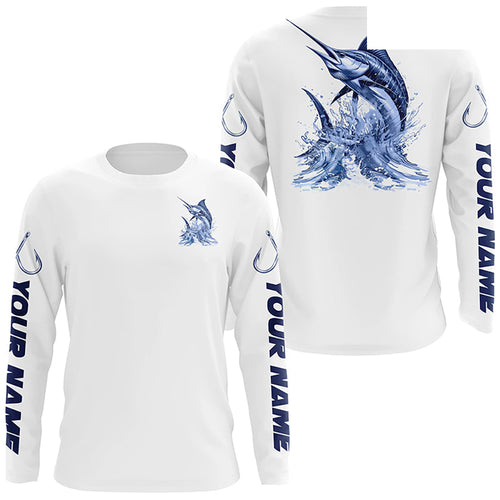 Personalized Marlin Long Sleeve Performance Fishing Shirts, Marlin Fishing Jersey IPHW6411
