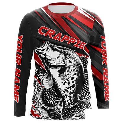 Personalized Crappie Fishing Jerseys, Crappie Long Sleeve Tournament Fishing Shirts | Red IPHW6075