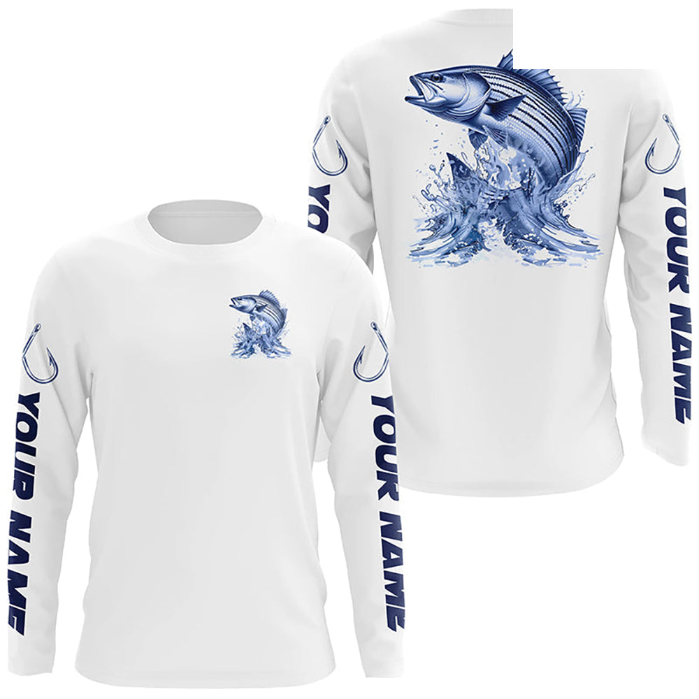 Striped Bass Long Sleeve Fishing Shirts, Striper Custom Fishing Jerseys Saltwater Fishing Gifts IPHW6885
