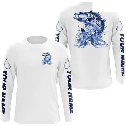 Striped Bass Long Sleeve Fishing Shirts, Striper Custom Fishing Jerseys Saltwater Fishing Gifts IPHW6885
