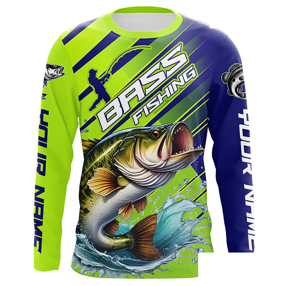 Custom Largemouth Bass Fishing Uv Protection Long Sleeve Shirts, Bass Tournament Fishing Shirt IPHW6895
