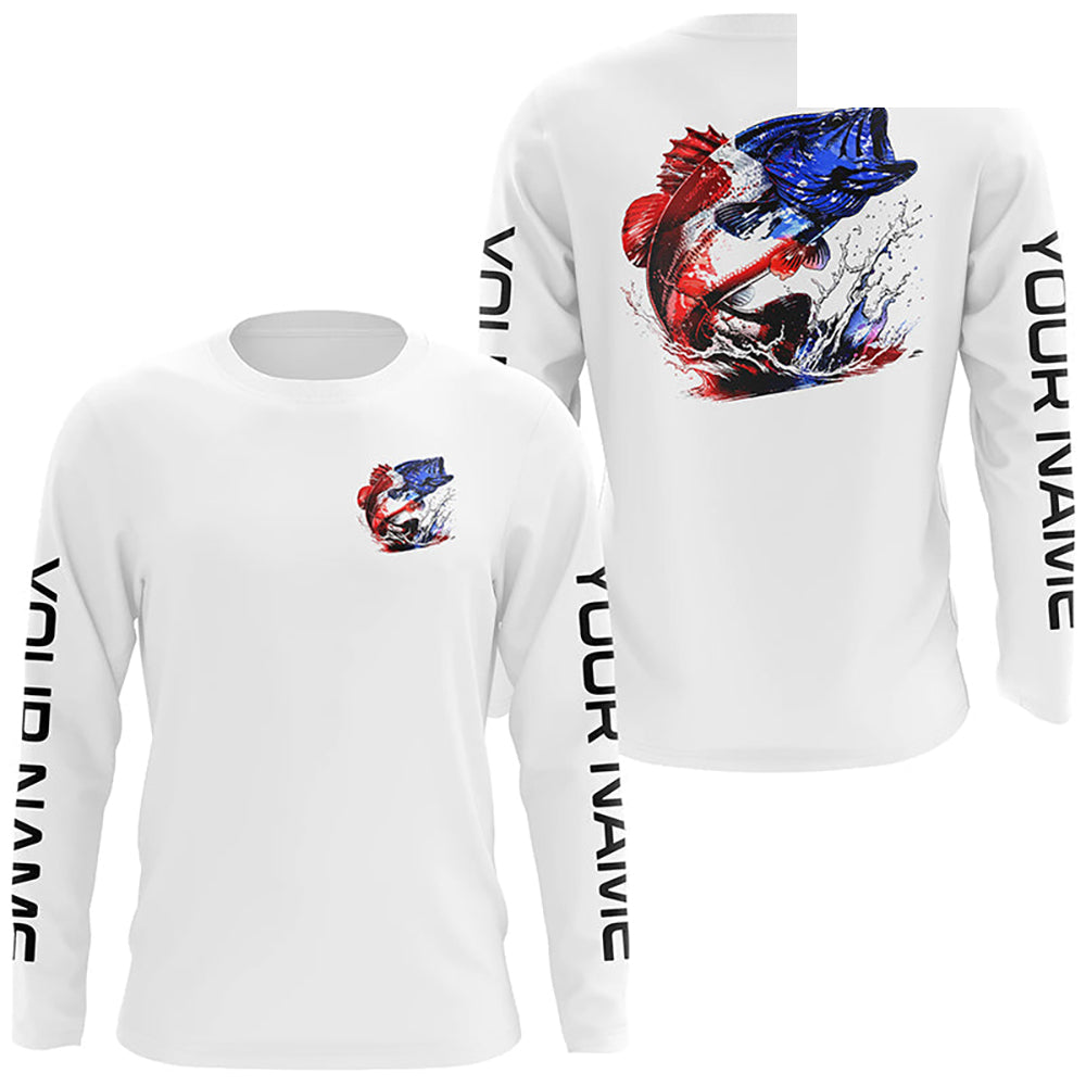 Custom Patriotic American Flag Bass Fishing Shirts, Bass Fishing Tournament Jerseys IPHW6901