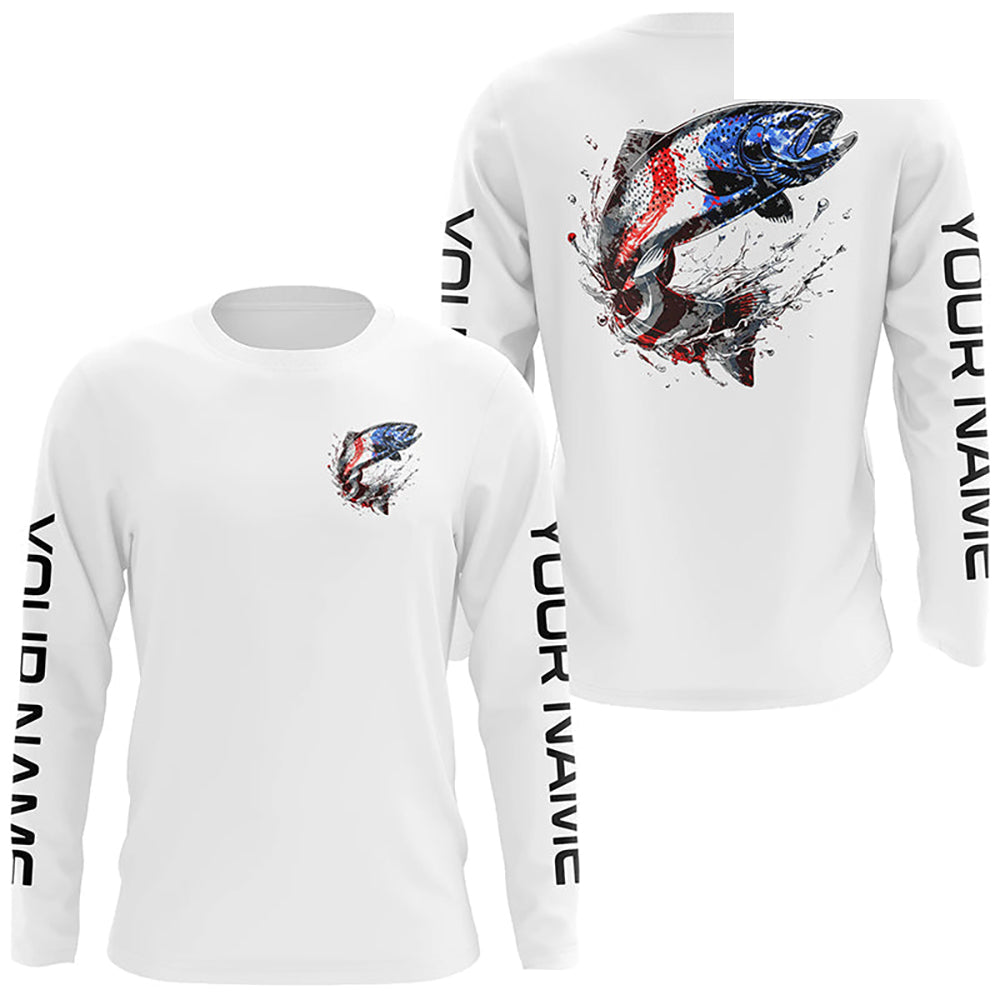 Custom Patriotic American Flag Trout Fishing Shirts, Trout Fishing Tournament Jerseys IPHW6902