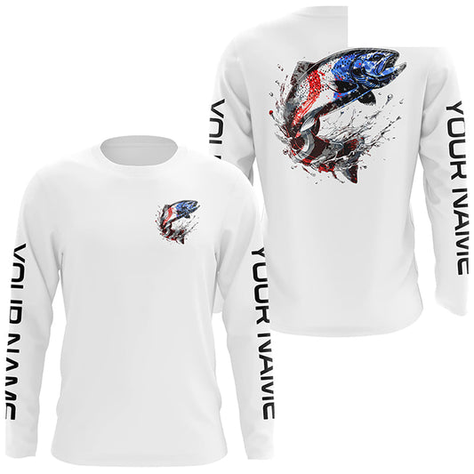Custom Patriotic American Flag Trout Fishing Shirts, Trout Fishing Tournament Jerseys IPHW6902