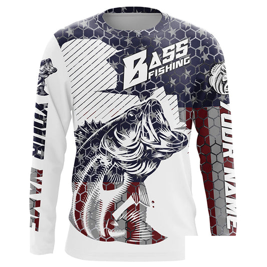 Personalized American Flag Bass Fishing Jerseys, Patriotic Bass Fishing Tournament Shirts IPHW5754