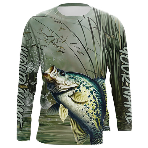 Crappie Fishing Custom 3D All Over Printed Long Sleeve Shirts, Crappie Fisherman Jerseys IPHW6636