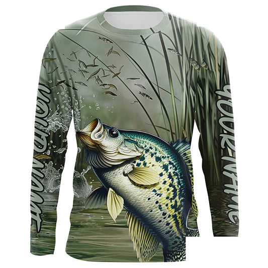 Crappie Fishing Custom 3D All Over Printed Long Sleeve Shirts, Crappie Fisherman Jerseys IPHW6636