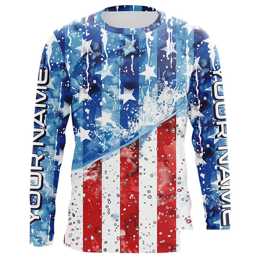 American Flag Custom Long Sleeve Uv Protection Fishing Shirts, Patriotic Fishing Jersey IPHW6849