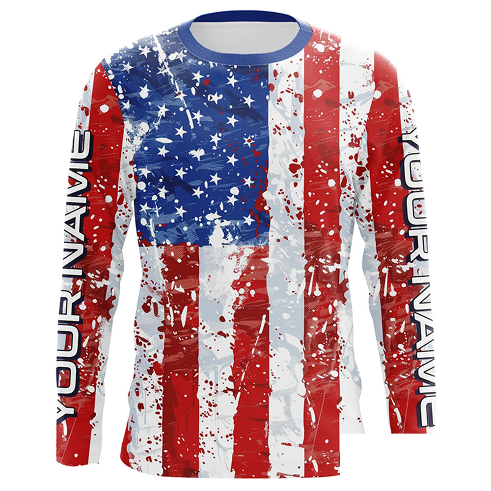 American Flag Custom Long Sleeve Uv Protection Fishing Shirts, Patriotic Fishing Jersey IPHW6851