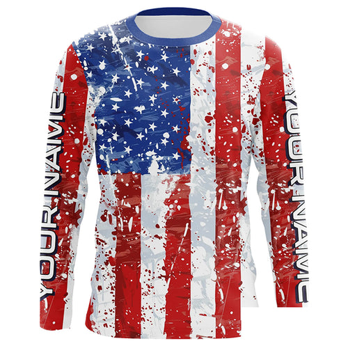 American Flag Custom Long Sleeve Uv Protection Fishing Shirts, Patriotic Fishing Jersey IPHW6851