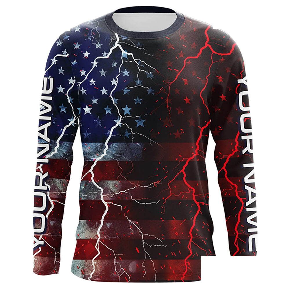 American Flag Custom Long Sleeve Uv Protection Fishing Shirts, Patriotic Fishing Jersey IPHW6852