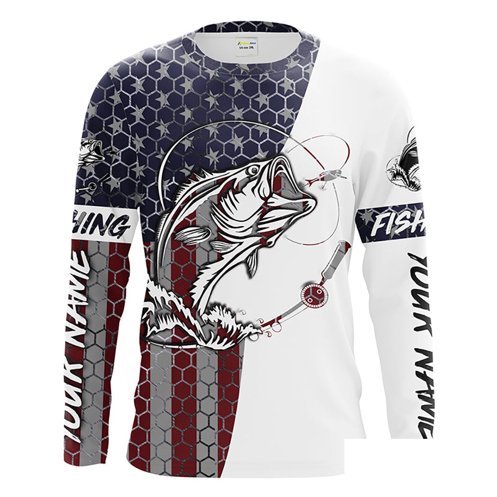 Bass Fishing American Flag Custom performance Fishing shirts, Patriotic Bass Fishing jerseys IPHW1382