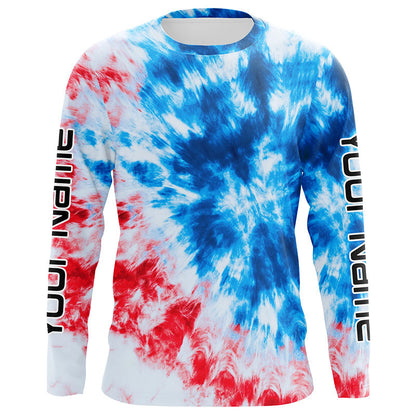 Red, White And Blue Camo Custom Patriotic Long Sleeve Performance Fishing Shirts Fishing Apparel IPHW7343