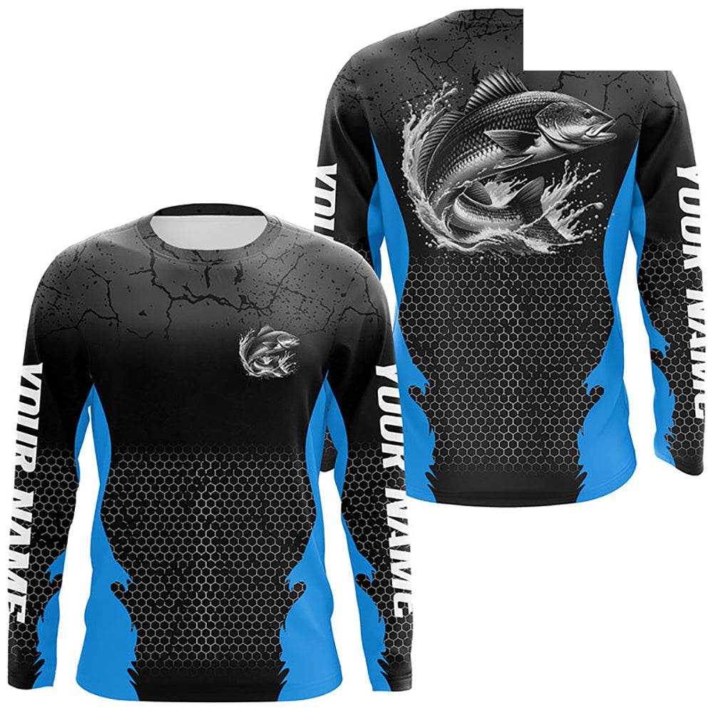 Personalized Redfish Fishing Jerseys, Redfish Long Sleeve Tournament Fishing Shirts |Blue IPHW7362