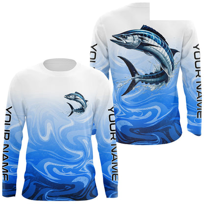 Wahoo Fishing Custom Long Sleeve Performance Shirts, Wahoo Saltwater Fishing Apparel | Blue Camo IPHW6367