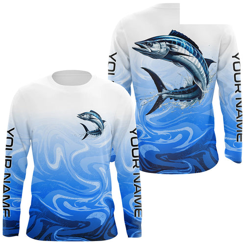 Wahoo Fishing Custom Long Sleeve Performance Shirts, Wahoo Saltwater Fishing Apparel | Blue Camo IPHW6367