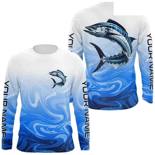 Wahoo Fishing Custom Long Sleeve Performance Shirts, Wahoo Saltwater Fishing Apparel | Blue Camo IPHW6367