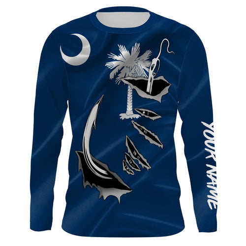 SC Fishing Custom South Carolina Flag 3D Fish Hook UV Protection Long sleeve personalized fishing apparel gifts IPHW466