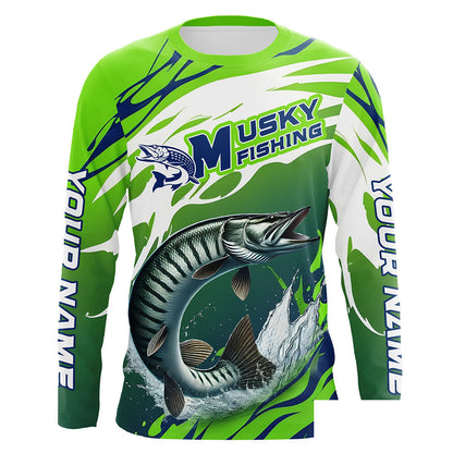 Musky Fishing Custom Long Sleeve Fishing Shirts, Muskie Fishing Tournament Shirts Fishing Jerseys IPHW7181