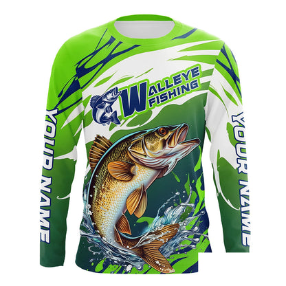 Personalized Walleye Fishing Jerseys, Walleye Fishing Long Sleeve Tournament Fishing Shirts IPHW7026