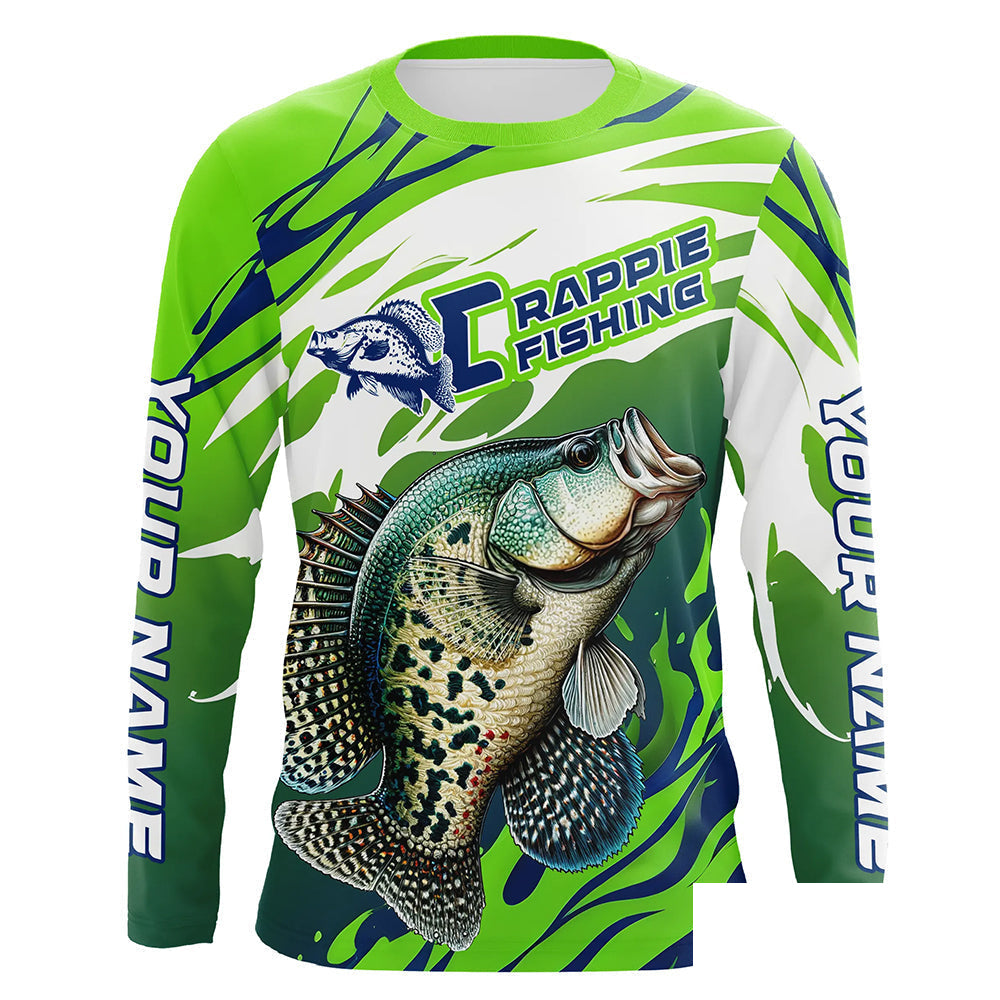 Personalized Crappie Fishing Jerseys, Crappie Fishing Long Sleeve Tournament Fishing Shirts IPHW7027