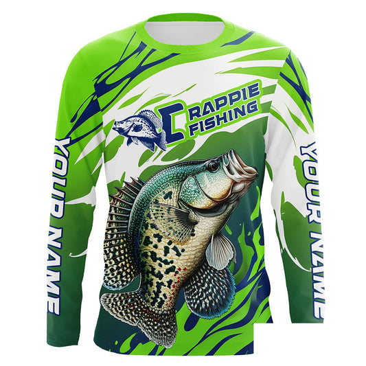 Personalized Crappie Fishing Jerseys, Crappie Fishing Long Sleeve Tournament Fishing Shirts IPHW7027