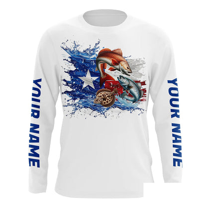 Personalized Texas Slam Redfish, Trout, Flounder Long Sleeve Fishing Shirts, Texas Fishing Jerseys IPHW7053