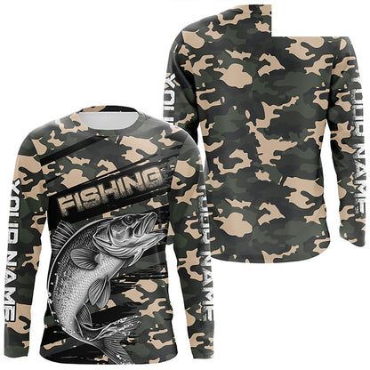 Walleye Fishing Camo Custom Long Sleeve Shirts, Patriotic Walleye Fishing Jerseys IPHW6044