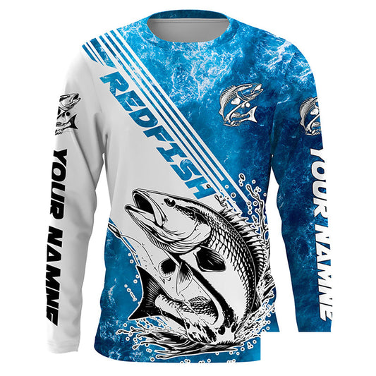 Redfish Fishing Custom Long Sleeve Performance Shirts, Saltwater Redfish Fishing Shirts IPHW6306