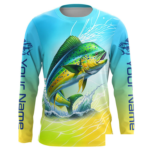 Personalized Mahi Mahi Fishing Long Sleeve Performance Shirts, Mahimahi Fishing Saltwater Jerseys IPHW6376