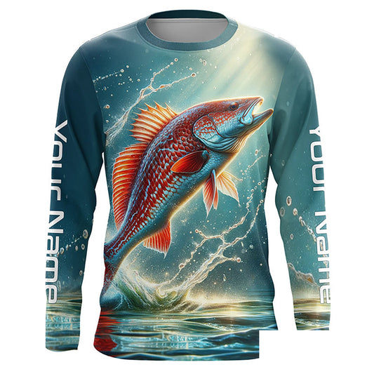 Redfish Puppy Drum Custom Long Sleeve Performance Fishing Shirts, Redfish Fishing Jerseys  IPHW5582