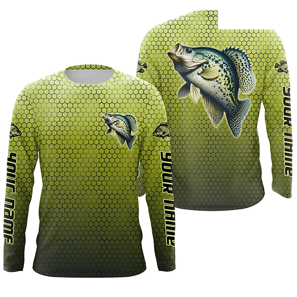 Crappie Fishing Custom Long Sleeve Tournament Fishing Shirts, Crappie Fisherman Fishing Jerseys IPHW6414