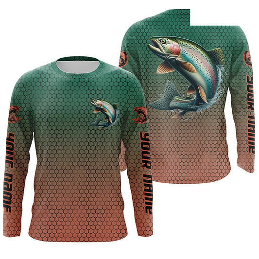 Rainbow Trout Fishing Custom Long Sleeve Tournament Fishing Shirts, Trout Fisherman Fishing Jerseys IPHW6416