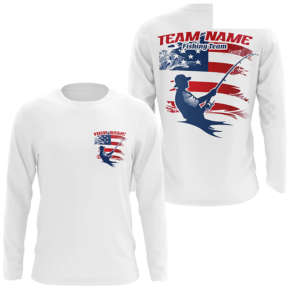 Custom Patriotic Fisherman Long Sleeve Tournament Fishing Shirts, Patriotic Fishing Team Jerseys IPHW6609