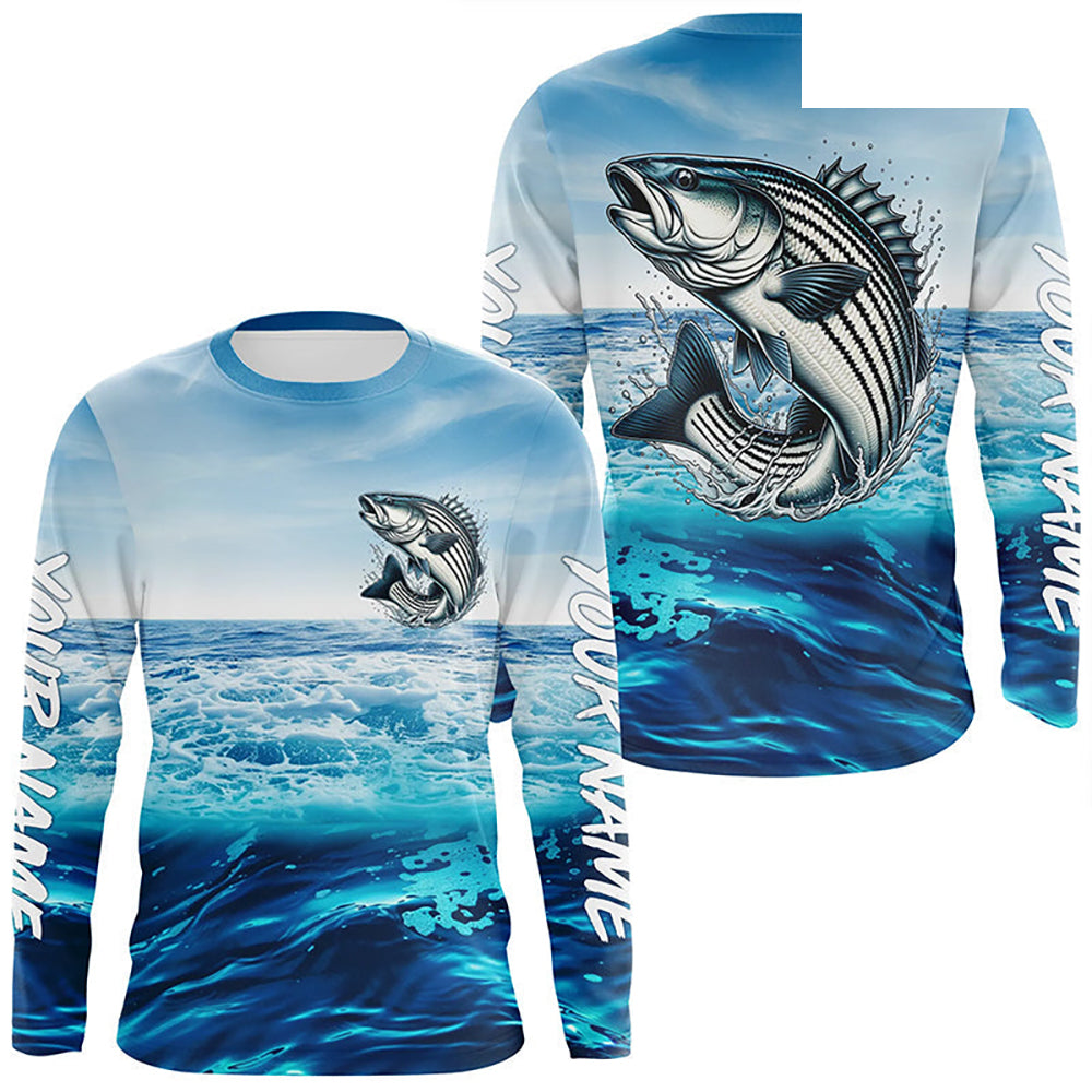 Striped Bass Fishing Custom Performance Long Sleeve Uv Shirts, Striper Saltwater Fishing Jerseys IPHW6114