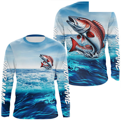 Redfish Puppy Drum Fishing Custom Performance Long Sleeve Uv Protection Shirts, Saltwater Fishing IPHW6115