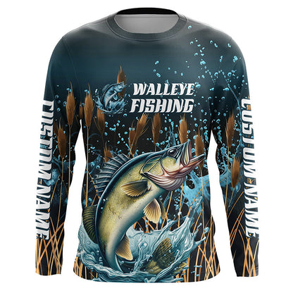 Walleye Fishing Customized Long Sleeve Tournament Fishing Shirts, Walleye Fishing Jerseys IPHW6632