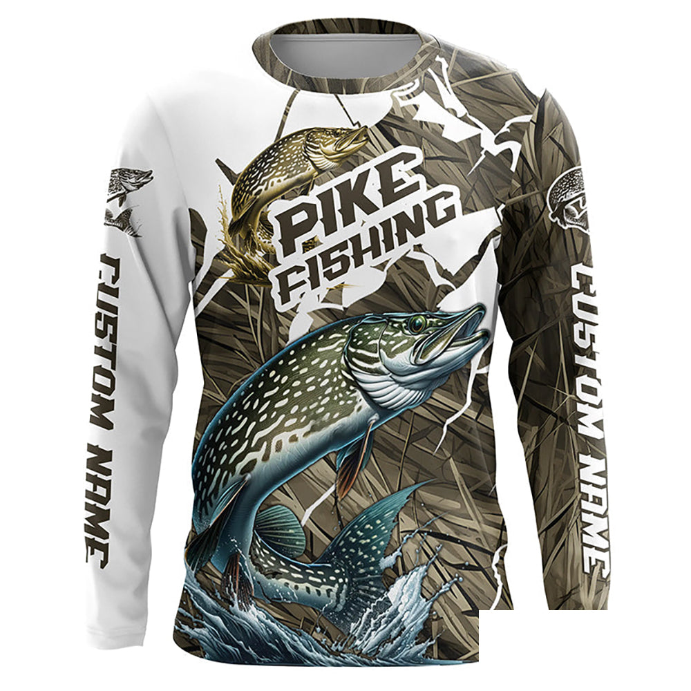 Custom Pike Fishing Long Sleeve Tournament Fishing Shirts, Pike Fishing Jerseys IPHW6452