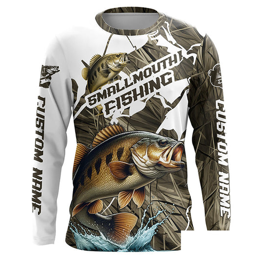 Custom Smallmouth Bass Fishing Long Sleeve Tournament Fishing Shirts, Smallmouth Fishing Jerseys IPHW6453
